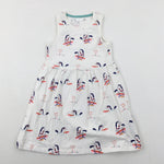 'Surf Sun & Rainbows' Unicorns White Dress - Girls 5-6 Years