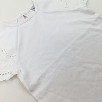 Lace Sleeves White T-Shirt - Girls 4-5 Years