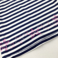 Stars Embroidered Navy Striped Jersey Dress - Girls 4-5 Years