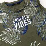 'Endless Vibes' Tropical Leaves Khaki Vest Top - Boys 6-7 Years