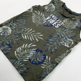 'Endless Vibes' Tropical Leaves Khaki Vest Top - Boys 6-7 Years