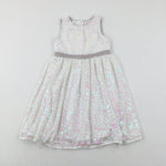 Sequinned White Dress - Girls 6-7 Years