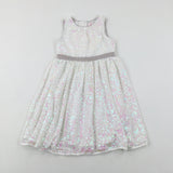 Sequinned White Dress - Girls 6-7 Years