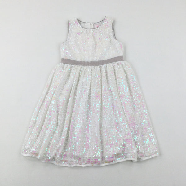 Sequinned White Dress - Girls 6-7 Years