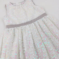 Sequinned White Dress - Girls 6-7 Years