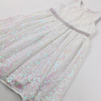 Sequinned White Dress - Girls 6-7 Years