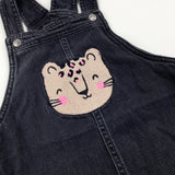 Cat Appliqued Black Denim Dress - Girls 6-7 Years