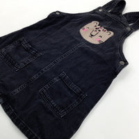 Cat Appliqued Black Denim Dress - Girls 6-7 Years