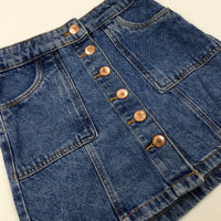 Blue Denim Skirt With Adjustable Waist - Girls 7-8 Years