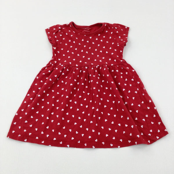 Hearts Red Jersey Dress - Girls 18-24 Months