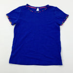 Pom Poms Blue T-Shirt - Girls 7-8 Years