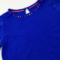 Pom Poms Blue T-Shirt - Girls 7-8 Years