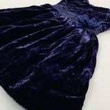 Purple Velour Party Dress With Flower Waistband - Girls 18-24 Months