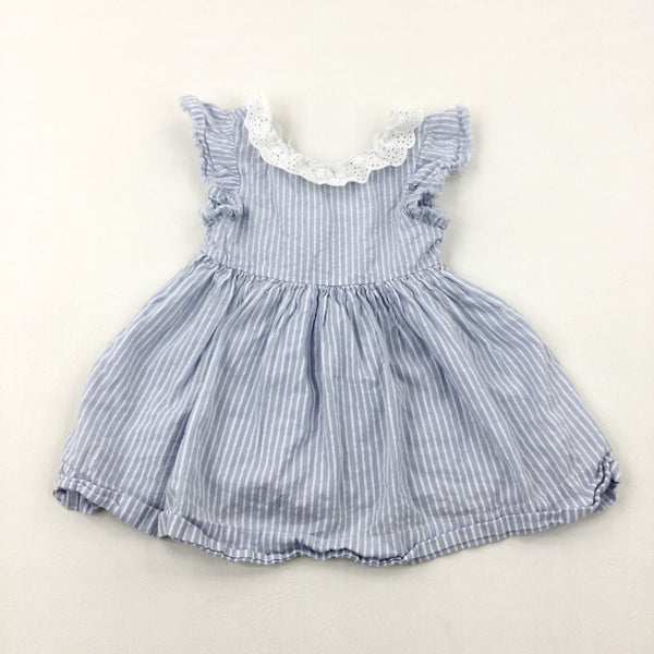 Light Blue Striped Dress - Girls 12-18 Months