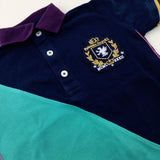 'Next' Motif Navy & Turquoise Polo Shirt - Boys 2-3 Years