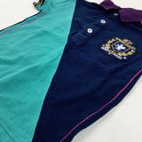 'Next' Motif Navy & Turquoise Polo Shirt - Boys 2-3 Years