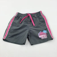 'Surfing Club' Grey & Pink Shorts - Girls 12-18 Months