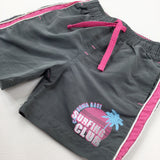 'Surfing Club' Grey & Pink Shorts - Girls 12-18 Months