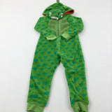 Patterned Dinosaur Green Fluffy Onesie - Boys 2-3 Years