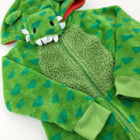 Patterned Dinosaur Green Fluffy Onesie - Boys 2-3 Years