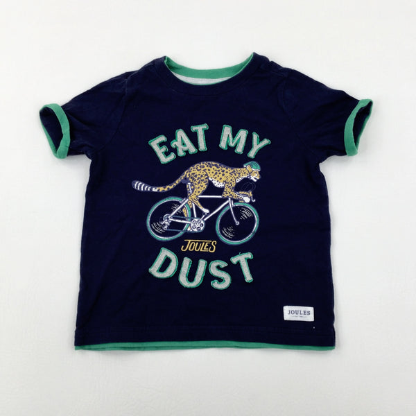 'Eat My Dust' Cheetah Cycling Navy T-Shirt - Boys 2-3 Years