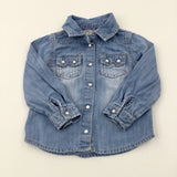 Light Blue Denim Long Sleeve Shirt - Girls 2-3 Years