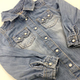 Light Blue Denim Long Sleeve Shirt - Girls 2-3 Years