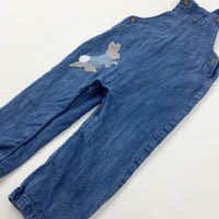 Peter Rabbit Appliqued Mid Blue Denim Dungarees - Boys 18-24 Months