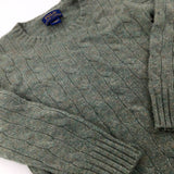 Patterned Green Cashmere Knitted Jumper - Boys 3-4 Years