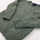 Patterned Green Cashmere Knitted Jumper - Boys 3-4 Years