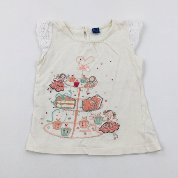 Cakes & Fairies Appliqued Cream T-Shirt - Girls 2-3 Years