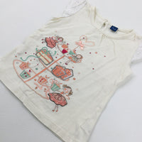 Cakes & Fairies Appliqued Cream T-Shirt - Girls 2-3 Years