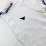 Dinosaur Embroidered Motif White Polo Shirt - Boys 3-4 Years