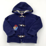 Paddington Bear Navy Fleece Lined Knitted Hooded Jacket - Boys 3-4 Years