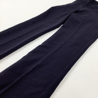 Navy School Trousers With Adjustable Waist - Girls 9-10 Years