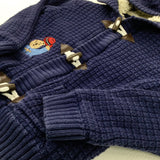 Paddington Bear Navy Fleece Lined Knitted Hooded Jacket - Boys 3-4 Years