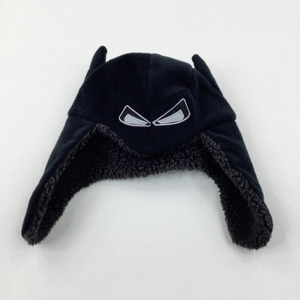 Batman Appliqued Black Fleece Lined Winter Hat - Boys 3-4 Years