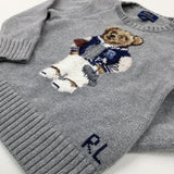 Bear Grey Knitted Jumper - Boys 3-4 Years