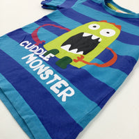 'Cuddle Monster' Colourful Blue Striped T-Shirt - Boys 3-4 Years