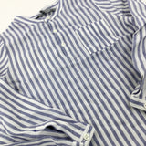 Blue Striped Linen Mix Long Sleeve Shirt - Boys 2-3 Years