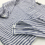 Blue Striped Linen Mix Long Sleeve Shirt - Boys 2-3 Years