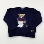 'RL' Bear Navy Knitted Jumper - Boys 3-4 Years