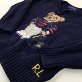 'RL' Bear Navy Knitted Jumper - Boys 3-4 Years