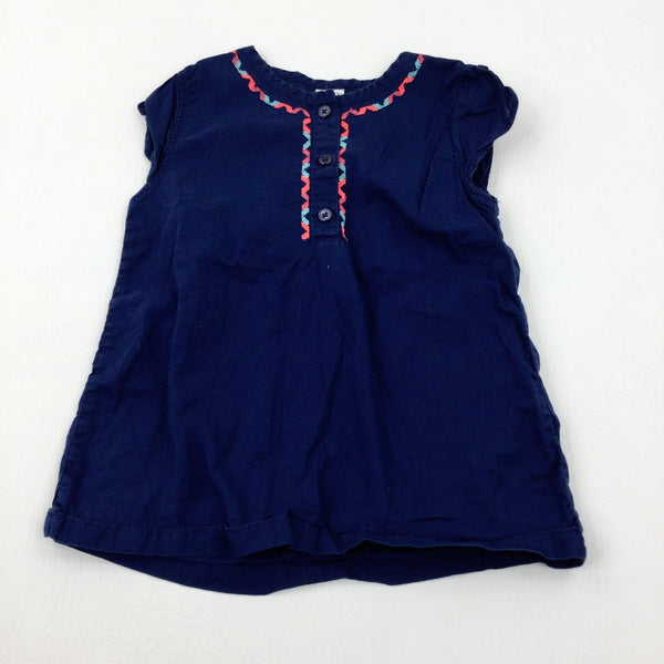 Pattern Embroidered Navy Top - Girls 18-24 Months