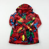 Marvel Superheroes Red Fluffy Dressing Gown - Boys 2-3 Years