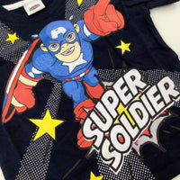 **NEW** 'Super Soldier' Marvel Superhero Navy T-Shirt - Boys 2-3 Years