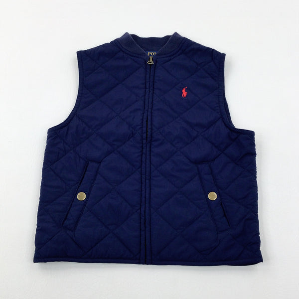 Ralph Lauren Motif Padded Navy Gilet - Boys 3-4 Years