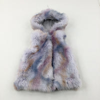 Unicorn Colourful Lilac Lined Fluffy Hooded Gilet - Girls 3-4 Years