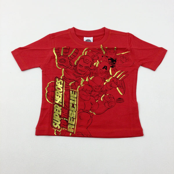 **NEW** 'Superheroes To The Rescue' Marvel Superheroes Red T-Shirt - Boys 2-3 Years