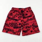 'Awesome' Graffiti Effect Red Shorts - Boys 9-10 Years